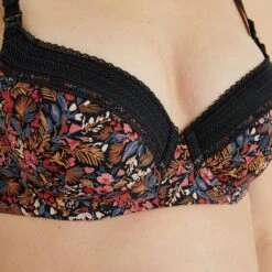 Salome Soutien-Gorge d'Allaitement Ampliforme Noir et Bleu – Dentelle et Armatures -ROUGEGORGE 11031801 Z