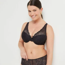 RougeGorge Noir Dentelle Raffinée – Soutien-Gorge Ampliforme Foulard Dos Ajouré -ROUGEGORGE 11145701 C