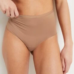 CULOTTE TAILLE HAUTE MICROFIBRE PEAU BRONZEE