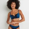 RougeGorge SYARA Bleu – Soutien-Gorge Ampliforme Emboîtant en Dentelle avec Bijou
