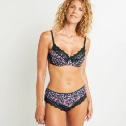 SHORTY MICROFIBRE NOIR/ROSE -ROUGEGORGE 11286604 D