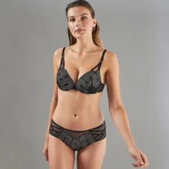 SHORTY TULLE BRODE NOIR/ARGENT -ROUGEGORGE 11296900 D