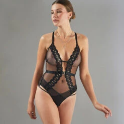 BODYSTRING TULLE BRODE NOIR