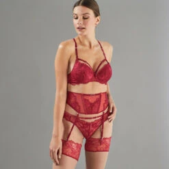 SERRE-TAILLE DENTELLE BORDEAUX