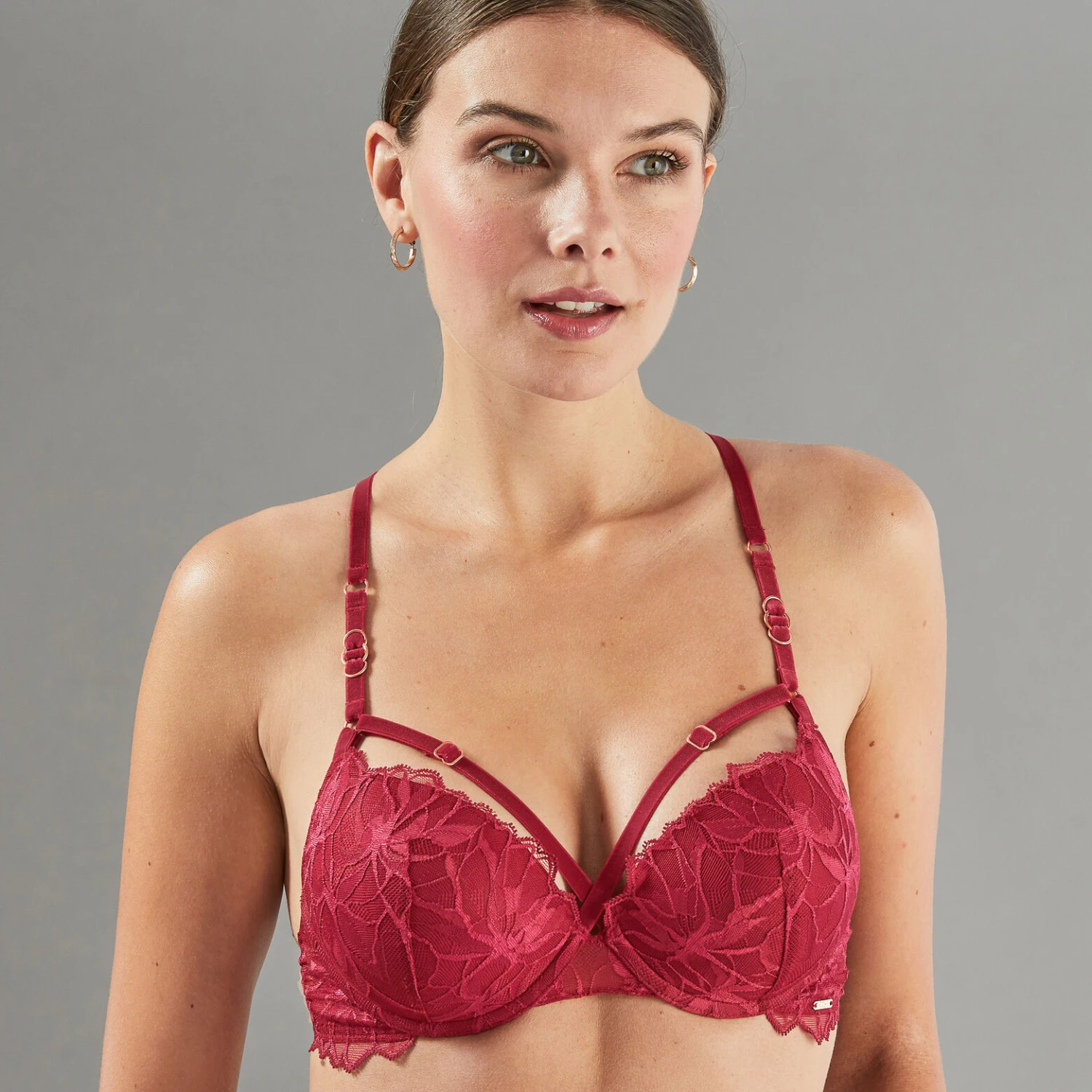 SOUTIEN-GORGE PUSH UP DENTELLE BORDEAUX 2 SOUTIEN-GORGE PUSH UP DENTELLE BORDEAUX – Image 2