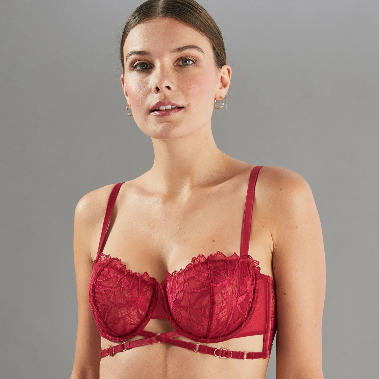 SOUTIEN-GORGE BALCONNET DENTELLE BORDEAUX 2 SOUTIEN-GORGE BALCONNET DENTELLE BORDEAUX – Image 2