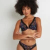 Soutien-Gorge Ampliforme Antonia Noir et Rose – Tulle Imprimé Végétal et Dentelle Noire