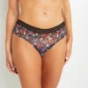 Shorty Antonia Tulle Brodé Noir et Rose – Culotte Femme Dentelle et Imprimé Végétal