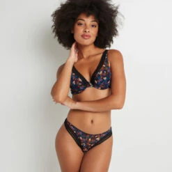 STRING TULLE BRODE NOIR/ROSE 5 STRING TULLE BRODE NOIR/ROSE -ROUGEGORGE 11302800 D