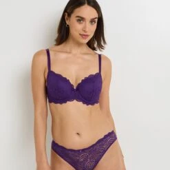 RougeGorge Ligne DENTELLE Violet – Soutien-Gorge Ampliforme Emboîtant à Dentelle Iconique