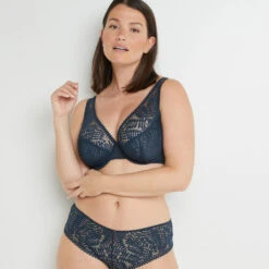 Bianca SOUTIEN-GORGE CORBEILLE DENTELLE PETROLE