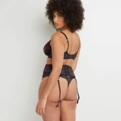 SERRE-TAILLE TULLE BRODE MULTICO NOIR 5 SERRE-TAILLE TULLE BRODE MULTICO NOIR -ROUGEGORGE 20006600 D