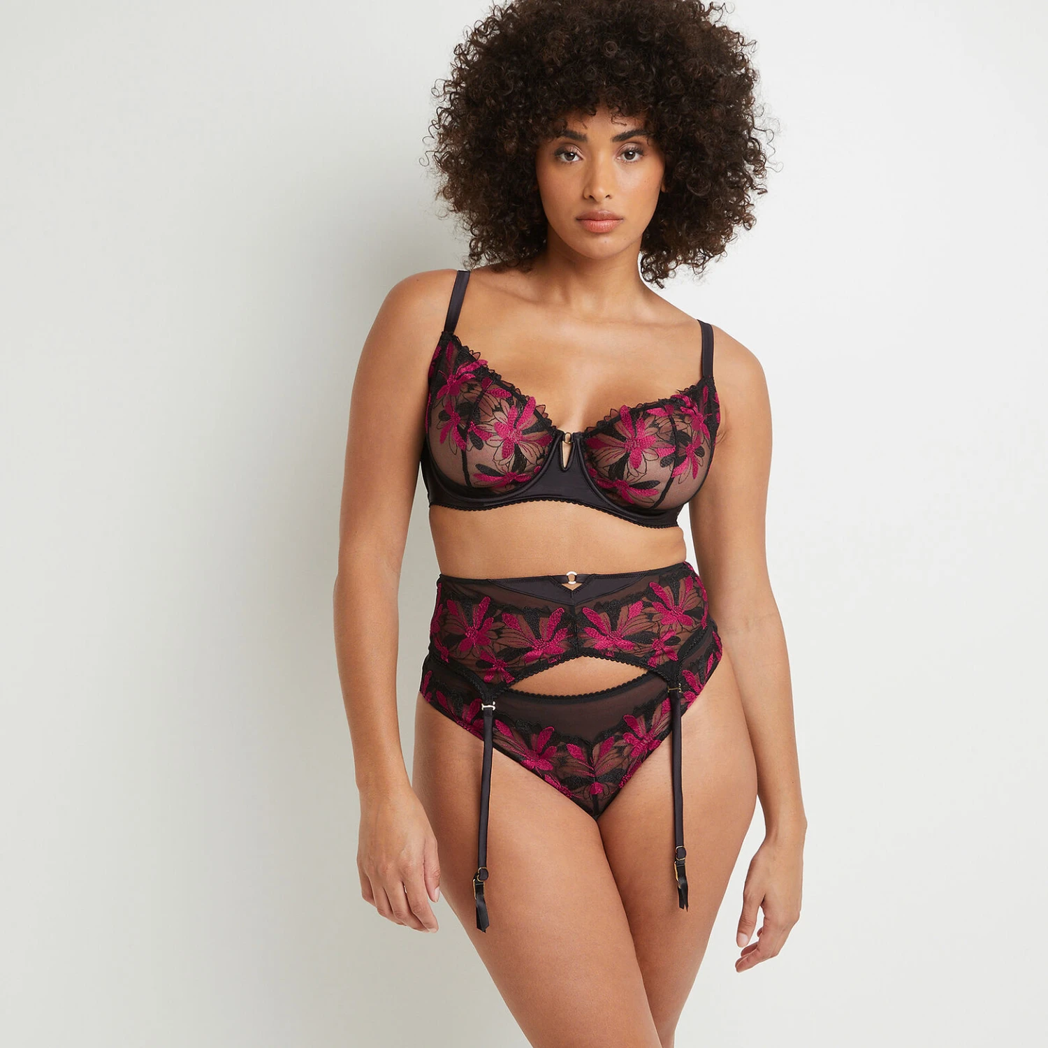 SERRE-TAILLE TULLE BRODE MULTICO NOIR 1 SERRE-TAILLE TULLE BRODE MULTICO NOIR