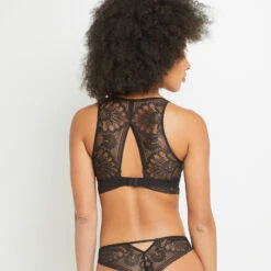 Brassière Bisou en Dentelle Marron – Soutien-gorge Triangle sans Armatures Style Vintage -ROUGEGORGE 20008900 D