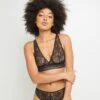 Brassière Bisou en Dentelle Marron – Soutien-gorge Triangle sans Armatures Style Vintage