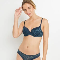 SOUTIEN-GORGE EMBOITANT DENTELLE MULTICO BLEU