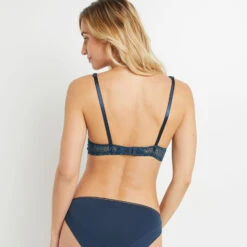 SOUTIEN-GORGE AMPLI FOULARD DENTELLE MULTICO BLEU -ROUGEGORGE 20009500 D