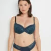 Soutien-Gorge Ampliforme ALI Dentelle Multicolore Bleu – Broderie Feuillage à Armatures