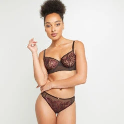 STRING TULLE BRODE MARRON -ROUGEGORGE 20013800 D