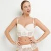 Soutien-Gorge Bustier Dos Nu Tina Blanc – Dentelle Florale et Effet Ampliforme