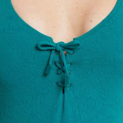 Lucky Maillot de Bain 1 Pièce Vert Émeraude – Texture Végétale et Décolleté Lacet -ROUGEGORGE 20020000 Z