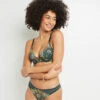 Soutien-Gorge Betsy Vert Foncé – Ampliforme Plongeant à Broderie Florale et Détails Satin