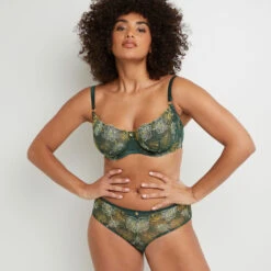 SHORTY TULLE BRODE VERT FONCE -ROUGEGORGE 20024400 D