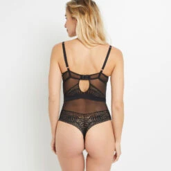 Body String Bandeau Beverly Noir - Dentelle Art Déco et Armatures -ROUGEGORGE 20025300 D