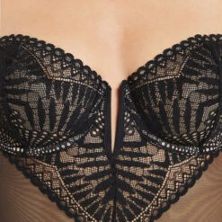 Body String Bandeau Beverly Noir - Dentelle Art Déco et Armatures -ROUGEGORGE 20025300 Z