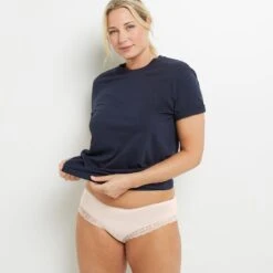 Shorty BALA Poudre en Viscose EcoVero – Lingerie Confort avec Dentelle Festonn&eacute;e -ROUGEGORGE 20027202 D