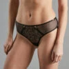 Rose BAMBA Noir - Shorty-String en Tulle Brodé Motifs Panthère