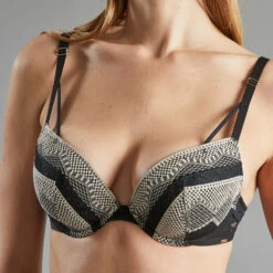 BAZILIA Noir avec Broderies Contrastées – Signature Rose Push-Up Tulle -ROUGEGORGE 20028000 Z