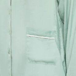 Berlioz Light Green Satin Long Sleeve Pajama Shirt – Classic Shawl Collar Sleepwear -ROUGEGORGE 20029000 Z