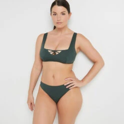 Lisa MAILLOT DE BAIN SLIP MIDI VERT FONCE -ROUGEGORGE 20045401 C