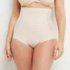Culotte Très Haute Sculptante BELIEVE Naturel – Microfibre Gainante et Dentelle Sans Coutures