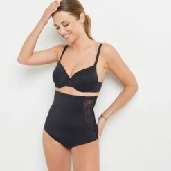 CULOTTE TRES HAUTE MICROFIBRE NOIR 7 CULOTTE TRES HAUTE MICROFIBRE NOIR -ROUGEGORGE 20046101 D