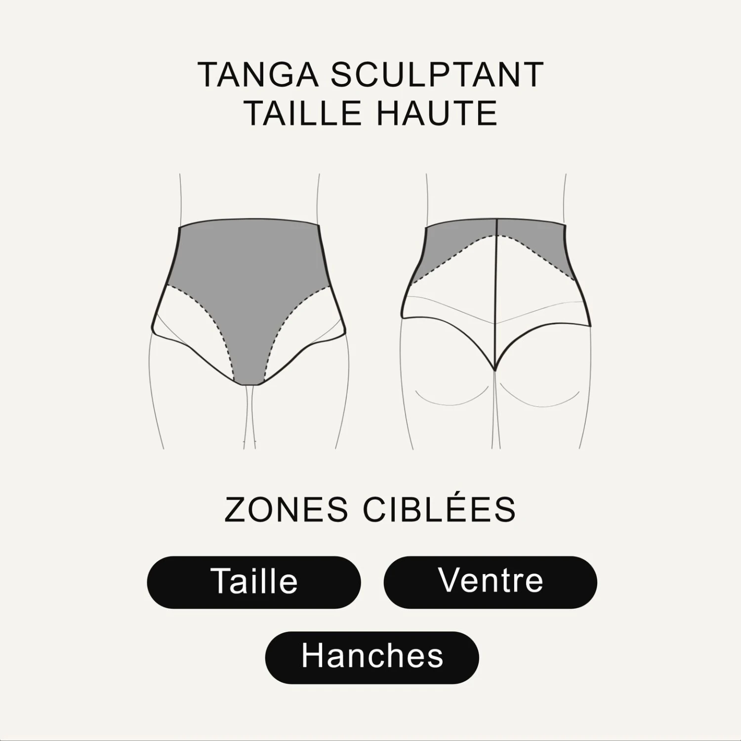 TANGA TAILLE HAUTE MICROFIBRE NOIR 2 TANGA TAILLE HAUTE MICROFIBRE NOIR – Image 2