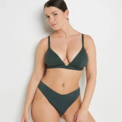 Lisa MAILLOT DE BAIN SLIP HIGH LEG VERT FONCE -ROUGEGORGE 20047101 D