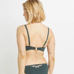 Lisa Vert Foncé – Haut de Maillot de Bain Triangle avec Anneau Doré et Lignes Graphiques 8 Lisa Vert Foncé – Haut de Maillot de Bain Triangle avec Anneau Doré et Lignes Graphiques -ROUGEGORGE 20047601 D