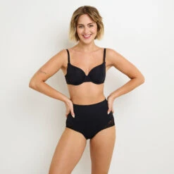 CULOTTE HAUTE MICROFIBRE NOIR -ROUGEGORGE 20048101 D