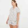 Chemise de Nuit BEACH Imprimé Aquarelle Bleu - Pyjama Court Lin & Viscose
