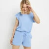 Short de Nuit BILL Bleu Clair – Pyjashort en Coton et Viscose EcoVero avec Taille Volantée