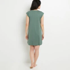 Nuisette BAMBI Kaki en Coton et Viscose Ecovero – Manches Courtes avec Détails Ajourés -ROUGEGORGE 20071201 D