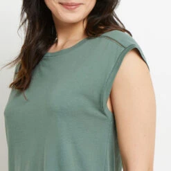 Nuisette BAMBI Kaki en Coton et Viscose Ecovero – Manches Courtes avec Détails Ajourés -ROUGEGORGE 20071201 Z