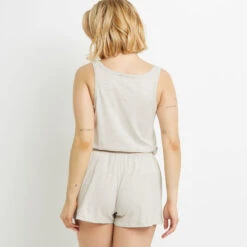 Short de Pyjama Bambi Beige – Mélange Coton et Viscose Ecovero à Poches -ROUGEGORGE 20071502 D