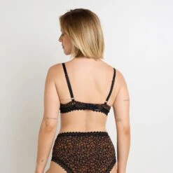 RougeGorge DOUCE Noir Multicolore – Dentelle Graphique et Microfibre Soutien-Gorge Ampliforme Plongeant -ROUGEGORGE 21071703 D