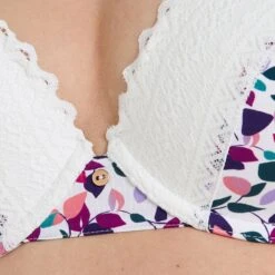 Soutien-Gorge Ampliforme Plongeant DOUCE - Microfibre Blanche Imprimé Floral et Dentelle -ROUGEGORGE 21071706 Z