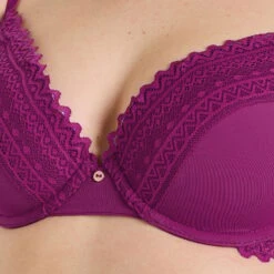 RougeGorge DOUCE Violet – Soutien-Gorge Ampliforme Plongeant Microfibre et Dentelle -ROUGEGORGE 21071707 Z