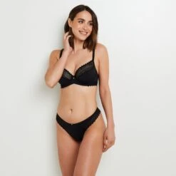 TANGA MICROFIBRE NOIR 6 TANGA MICROFIBRE NOIR -ROUGEGORGE 21072001 D