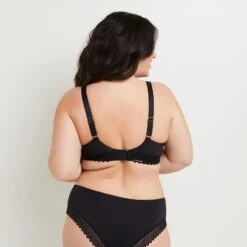 Soutien-Gorge Emboîtant Douce Noir – Grande Taille Microfibre Recyclée et Dentelle Festonnée -ROUGEGORGE 21072101 D